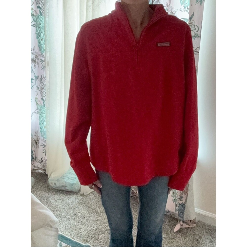 Vineyard Vine Women's Red Half-Zip Fleece Pullover